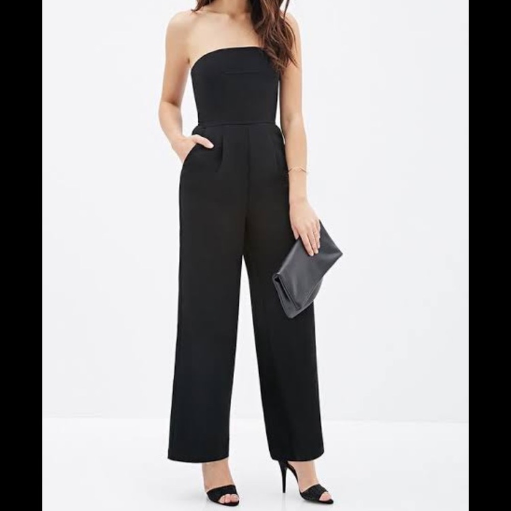 Club L black strapless jumpsuit